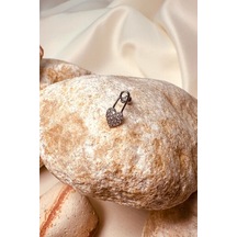 Çengelli İğne Taşlı Silver Gümüş Renk 316l Stainless Steel Çelik Piercing Tragus Helix Gümüş