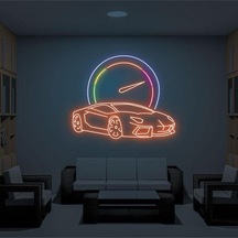 Rent A Carlara Özel Araba Figürlü Neon Tabela Turuncu