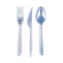 Tr Sert Kalın Plastik Çatal - Bıçak - Kaşık - 1. Kalite Lüks Şeffaf Çatal-kaşık- Bıçak 3'lü Set Genel