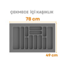 Gri Renk Çekmece İçi Kaşıklık Ve Kepçelik 78x49 Cm 69x40 Ölçülerine Kadar Kesilebilir Gri