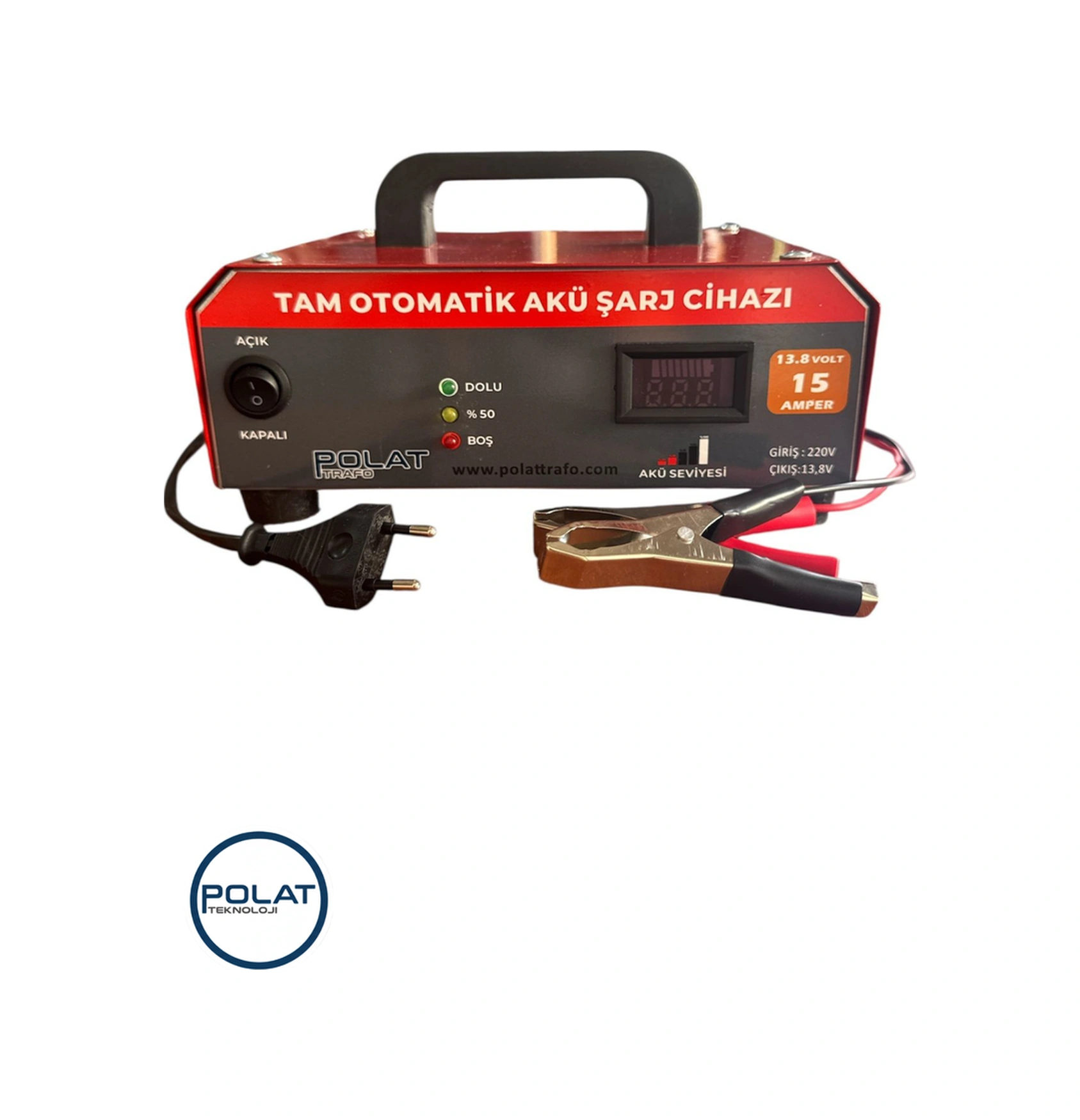 Polat Tam Otomatik 13.8volt 15amper Lcd Göstergeli Akü Şarj Cihazı