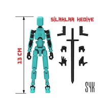 Robot 13 Dummy Turkuaz Siyah Tüm Eklemleri Hareketli Aksiyon Figürü Oyuncak