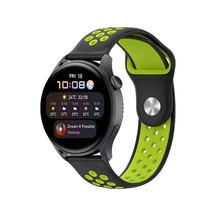 Watch 20mm Spor Delikli Kordon - Siyah-yeşil Bz8683140521714