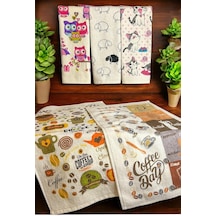 5'li Pamuklu Baskılı Havlu Seti 30x50 Cm El Yüz Mutfak Havlusu Yumuşak Desenli Su Emici Set 5 Li Set 1