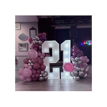 Krom Gümüş Retro Yaban Çileği Ve Toz Pembe Balon Zinciri 100 Adet Mix