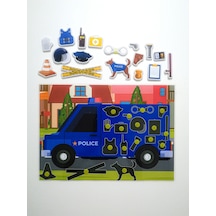 Çocuklara Polis Ekipmanlarını Öğretici Eşleştirme Dikkat Hafıza Güçlendirme Oyunu Cırtlı Etkinlik