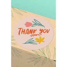 Çilekli Ve Çiçekli Thank You Sticker 3x3cm St2241 Çok Renkli