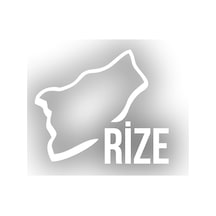 Rize Harita Araba Sticker 17x17 Cm Beyaz