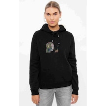 Soen Cognitive Rasta Lion Baskılı Siyah Kadın Kapşonlu Sweashirt