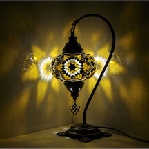 El Yapımı Mozaik Masaüstü Komodin Otantik Dekor Lamba Gece Lambası Abajur Amber