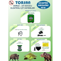 Torsan 220v Adaptörlü Pro Plus 500 Elektrikli Çit Sistemi Domuz - Ayı Kovucu 500mt