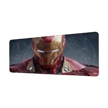Iron Man Zırh Teknolojik Blueprint 40x90 Cm Oyuncu Mousepad Kaymaz Taban Büyük Boy Siyah