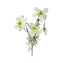 Yapay Çiçek Beyaz Papatya 4çiçekli Uzun Dal 63cm Gerçeksi Doku Beyaz