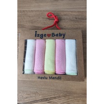 İzge %70 Pamuklu Renkli Yumuşak Kız Bebek Havlu Ağız Mendili 5'li Set - Kutulu Bebek Havlusu 0-3 Ay Diğer