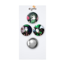 The Freak Circus Harlequin 3'lü Metal Rozet Seti 58mm İğneli Buton Çanta Yaka Rozeti Çok Renkli