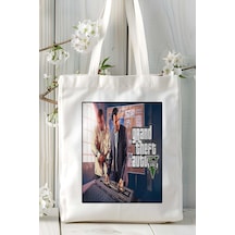 Art Hediye Grand Theft Auto Gta Oyun Baskılı Bez Çanta Omuz Çantası Kişiye Özel Model 25 Çok Renkli