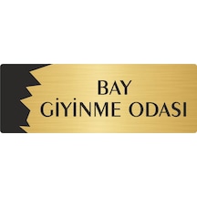 Metal Departman Kapı İsimliği, Yönlendirme Levhası Bay Giyinme Odası 10x20 Cm Altın Renk
