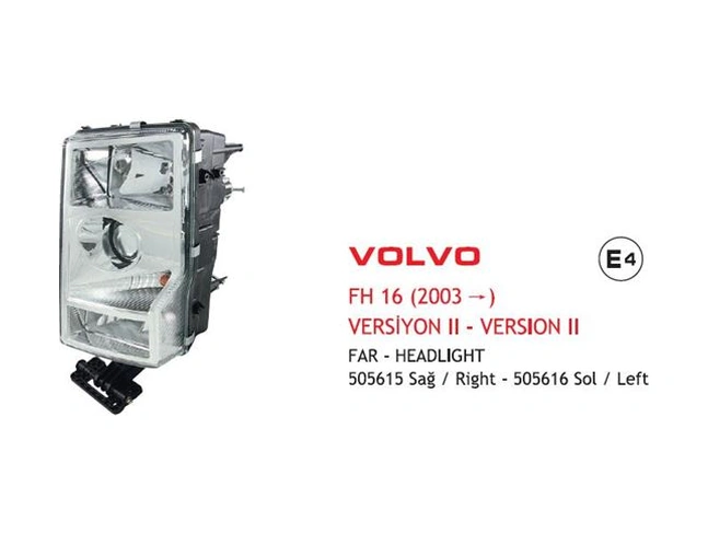 Far Sağ Volvo Fh 16 Versiyon Iı 2003 E4 E-belgeli