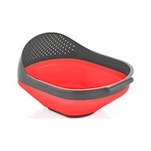 Qlüx İdeas Katlanabilir Pirinç Süzgeci Kırmızı 26cm Kırmızı