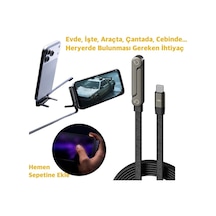 Type-c 240w Extra Dayanıklı Super Hızlı 480 Mps Veri Aktarımı Hem Stand Hem Şarj Kablosu Bir Arada Siyah - 841269187