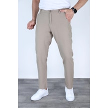 Myrab Denim Yazlık Rahat Kalıp Keten Pantolon Füme Taş