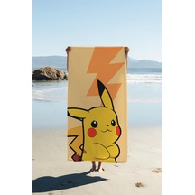Dijital Baskı Plaj Deniz Havlusu Pikachu Desenli Peştamal Hvl0013 Renkli
