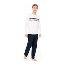 U.S. Polo Assn. Erkek Kışlık Uzun Kol Pijama Takım 18947 Ekru