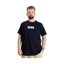 Mode Xl Büyük Beden Erkek T-Shirt Keep The Glow 23149 Lacivert 001