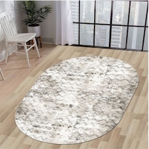 Dijidekor Halı Bej Cool K1280 Yıkanabilir Saçaksız Oval Kesme... Bej - Gri