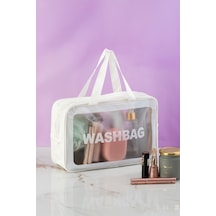 Porsima 3142-1 Şeffaf - Beyaz Seyahat Ve Makyaj Çantası Su Geçirmez Organizer Washbag 20x30cm Porsima 3142-1 Şeffaf - Beyaz Seyahat Ve Makyaj Çantası Su Geçirmez Organizer Washbag 20x30cm