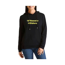Phoenix Riders 2 Baskılı Siyah Kadın Kapşonlu Sweatshirt