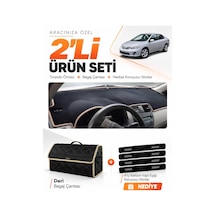 E-biz Toyota Corolla E140 2006-2012 Uyumlu Torpido Örtüsü + Deri Bagaj Çantası - Siyah-bej - To015