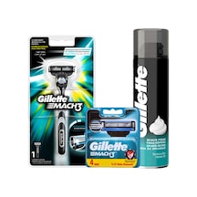 Gilette Mach3 Makine 1up + Mach3 4'lü Yedek Bıçak + 200ml Traş Köpüğü Sinek Kaydı