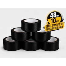 Sanplaza Siyah Tamir ve İzolasyon Bandı 48mm 10mt Suya Dayanıklı Duct Tape Sırdırmazlık Bandı 6 Adet