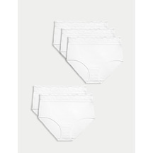 Marks & Spencer 5'li Dantel Detaylı Full Brief Külot Seti T61005022F Beyaz