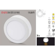 Cata Ct-5273 30 Watt Sıva Üstü Led Armatür Metal Yuvarlak (470950520) Beyaz