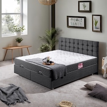 Venedik Çift Kişilik Baza Başlık Letto Yatak Seti - Antrasit 150 x 200
