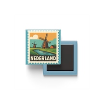 Buzdolap Magneti Hollanda Amsterdam Renkli Posta Pulu Temalı - 9x9 Cm