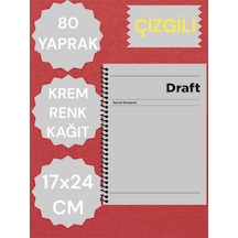 Çizgili 17x24 Cm Sert Kapak Not Defteri Krem Renk Kağıt 80 Yaprak Ten