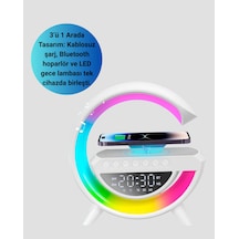 Kablosuz - 487 - Şarjlı Led Masa Lambası Çalar Saat Ve Beyaz - Shophnrl - Gürültü Özellikli