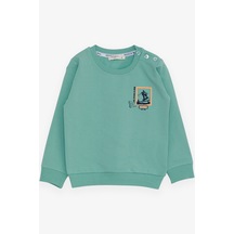 Breeze Erkek Bebek Sweatshirt Kaykaycı Baskılı 9 Ay-3 Yaş, Mint Yeşili 3 Yaş