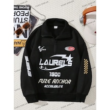 Y2k Yarım Fermuarlı Bay Sweatshirt Siyah---fermuarlı-1014 Siyah