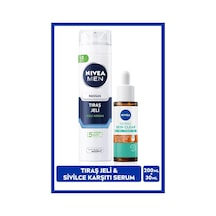Men Erkek Hassas Tıraş Jeli 200ml Ve Derma Skin Clear Sivilce Karşıtı Serum 30ml, Cilt Bakım Seti