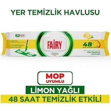 Çok Amaçlı Mop Uyumlu Yer Temizlik Havlusu 50 Yaprak Limon Yağlı Beyaz Sirke Karbonat 48 Saat Temizlik Etkili İz Bırakmayan Formül 0