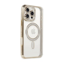 Apple İphone 16 Pro Kılıf Joke Simli Magneticsafe Kılıf - Gold Çok Renkli