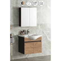 Yıldız 65 Cm Antrasit Gri Mat-Atlantik Çam Mdf Seramik Lavabolu A Antrasit - Atlantik Çam