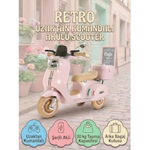 Vespera Pierro Uzaktan Kumandalı 6v Pembe Led Işıklı Arka Sepetli Çocuk Akülü Motor/scooter 3-6 Yaş