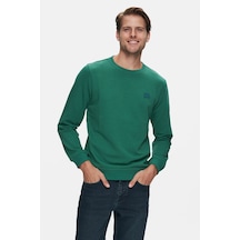 Ucla Suerte Yeşil Bisiklet Yaka Kauçuk Standard Fit Erkek Sweatshirt Yeşil