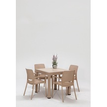 Rattan Cappucino Kollu 4 Sandalye Masa Takımı - Bahçe&balkon&teras