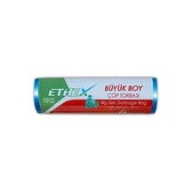 Ethex Büyük Boy Mavi Renk Çöp Torbası 65 X 80 Cm 50 Lt 10'lu Rulo